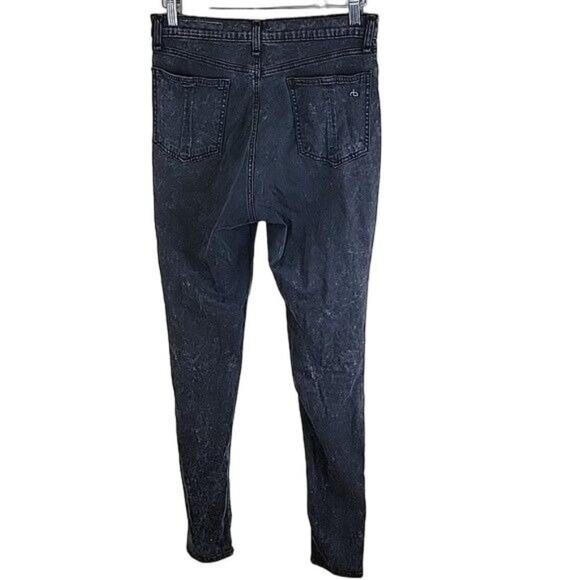 Rag & Bone Women's Justine Skinny Jeans Acid Wash Rosebowl Black size 29 - Picture 2 of 11